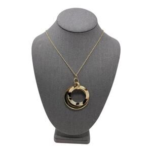Loft Tortoise Shell & Gold Tone Pendant Chain Necklace